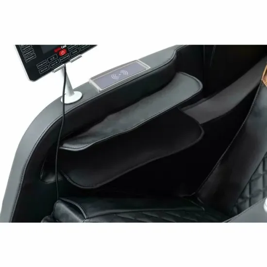 Fotoliu masaj gravitație zero gri, încălzire, bluetooth, role picioare, airbag corp complet, LED touch picture - 5