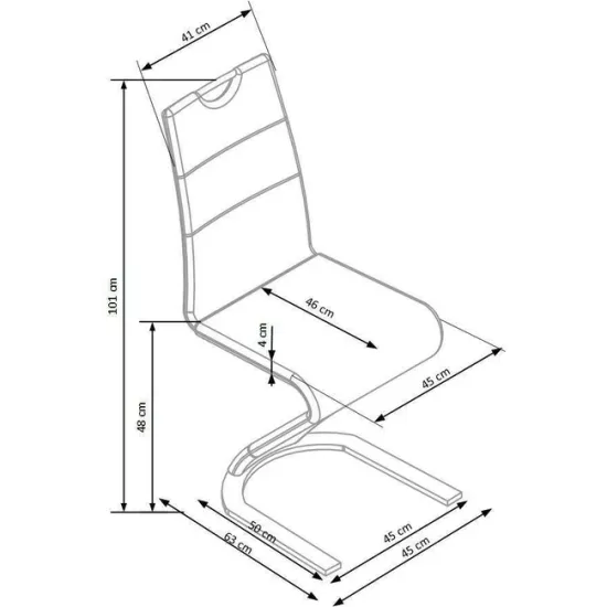 Scaun K188, design ergonomic, cadru metalic + tapițerie ecopiele, 45x58x99 cm, alb picture - 6