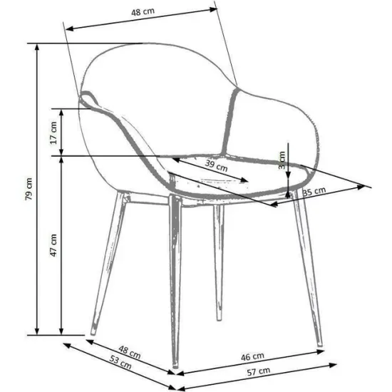 Scaun K304, șezut ergonomic și formă modernă, material textil, 62x59x81 cm, gri picture - 9