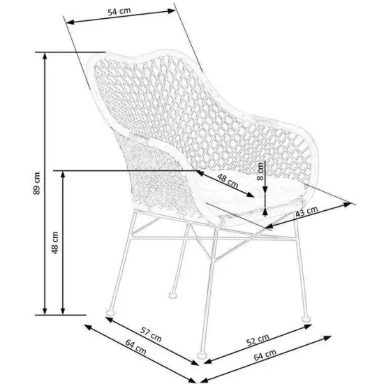 Scaun K336, șezut moale și cadru rezistent, material textil, 64x64x89 cm, natural picture - 8