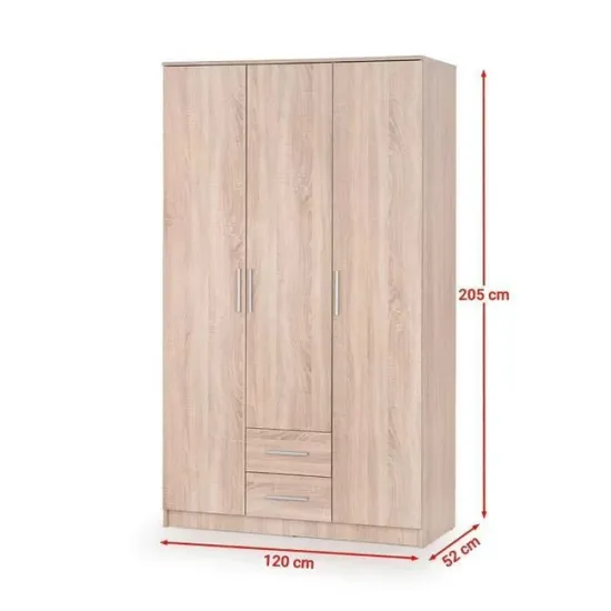 Dulap Lima S3, compartimentare eficientă, PAL laminat, 120x52x205 cm, Sonoma picture - 2