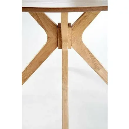Masă Nicolas, rotundă, MDF furniruit și lemn masiv, 120x77 cm, natur picture - 5
