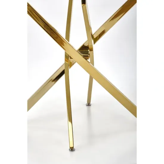 Masă Raymond 2 rotundă, blat sticlă marmorat, structură metalică, diametru 100x73 cm, negru/gold picture - 3