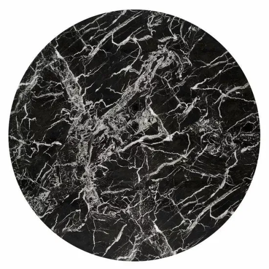 Masă Raymond 2 rotundă, blat sticlă marmorat, structură metalică, diametru 100x73 cm, negru/gold picture - 4