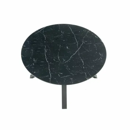 Masă Vertigo reglabilă, blat sticlă ultradură marmură neagră, cadru oțel, 130-180x130x76 cm, negru picture - 5