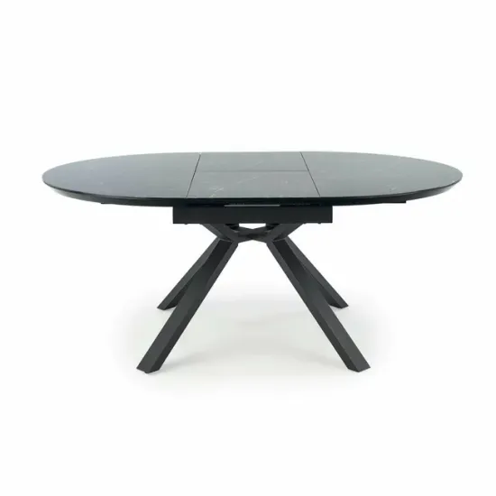 Masă Vertigo reglabilă, blat sticlă ultradură marmură neagră, cadru oțel, 130-180x130x76 cm, negru picture - 4