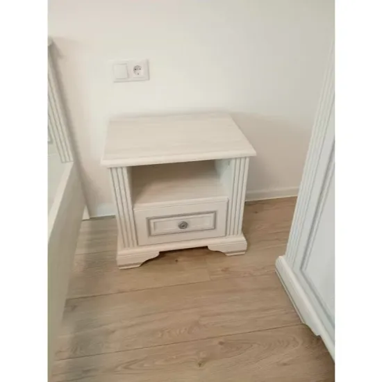 Noptieră White 1S, cu sertar, MDF frezat și PAL melaminat, 57.5