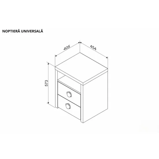 Noptieră Universal, alba - 45x40x57 cm, design minimalist, un sertar spațios, PAL melaminat picture - 4
