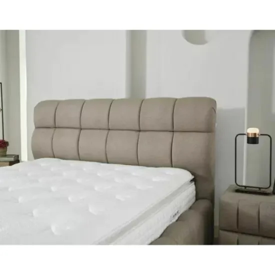 Pat +Saltea gratis Bubblebed, bej - 180/200 cm , cu somiera rabatabila, lada de depozitare si tesatura premium picture - 2