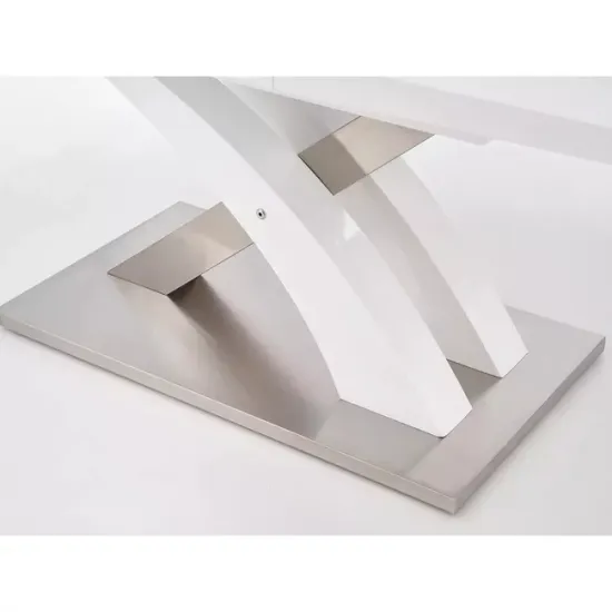 Masă Sandor 2 extensibilă, sticlă securizată, MDF lucios, oțel inoxidabil, 160-220x90x78 cm, alb picture - 6