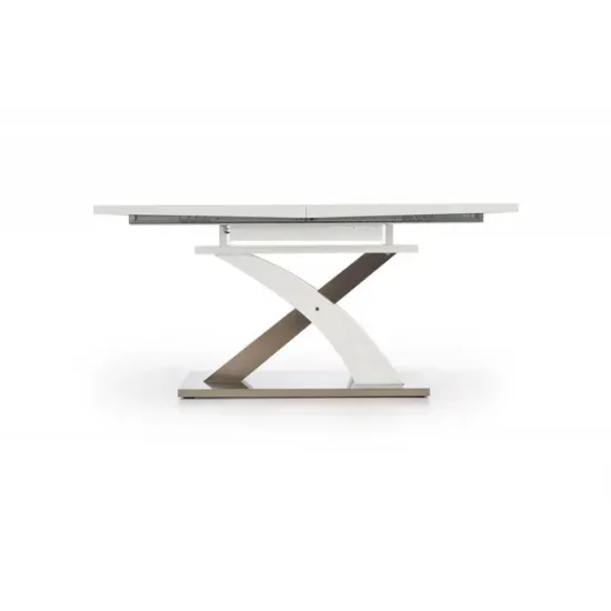Masă Sandor extensibilă, MDF lucios, structură metalică, 160-220x90x75 cm, alb picture - 3
