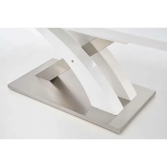 Masă Sandor extensibilă, MDF lucios, structură metalică, 160-220x90x75 cm, alb picture - 5