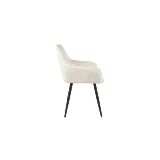 Scaun Betty, tapițerie stofă catifelată, spătar ergonomic curbat, picioare metalice, 61x59x90 cm, Bej picture - 3