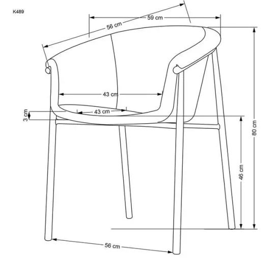 Scaun K489, tapițat elegant cu stofă de calitate, structură metalică, 59x56x80x46 cm, bej picture - 5