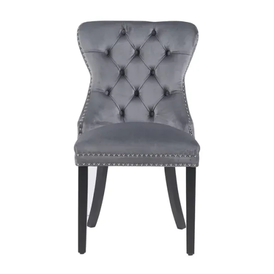 Scaun tapițat Mira MC, picioare din lemn negru, design elegant cu nasturi, șezut ergonomic, tapițerie premium, personalizabil picture - 2
