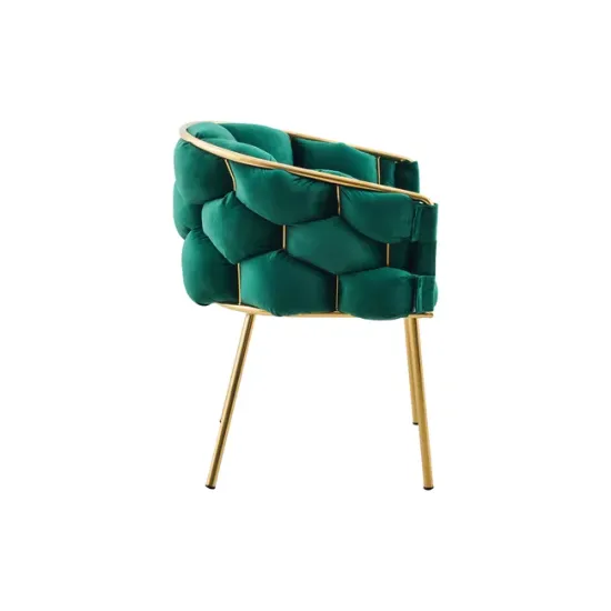 Set 2 Scaune living tapițat COZY, catifea verde picioare metalice aurii picture - 4