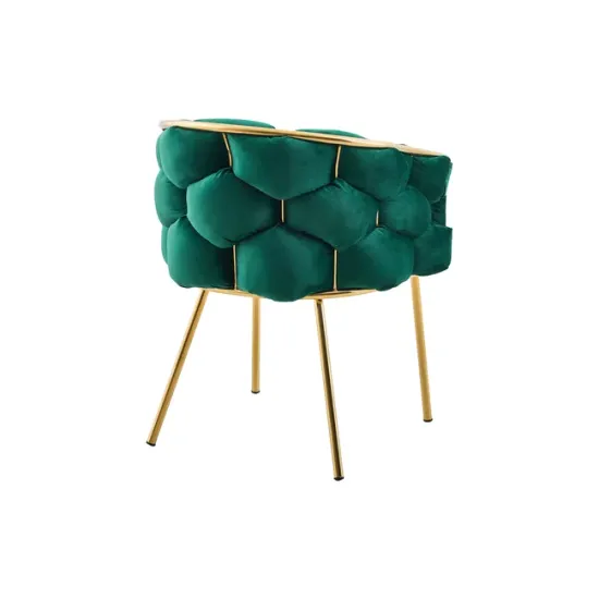 Set 2 Scaune living tapițat COZY, catifea verde picioare metalice aurii picture - 5