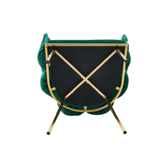 Set 2 Scaune living tapițat COZY, catifea verde picioare metalice aurii picture - 7