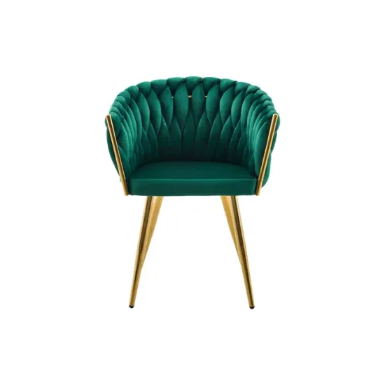 Set 2 Scaune tapitate Chic, culoare verde cu picioare aurii picture - 2
