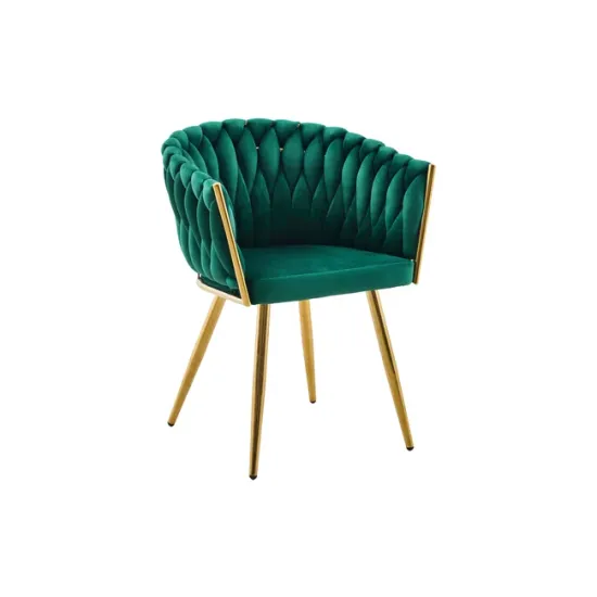 Set 2 Scaune tapitate Chic, culoare verde cu picioare aurii picture - 3