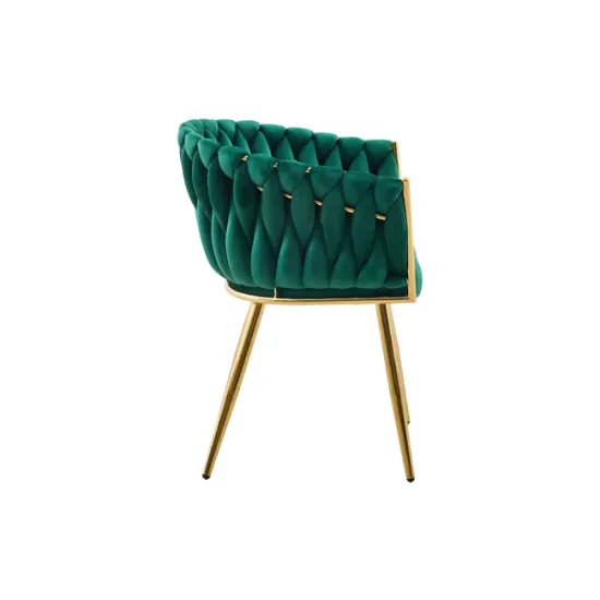 Set 2 Scaune tapitate Chic, culoare verde cu picioare aurii picture - 4