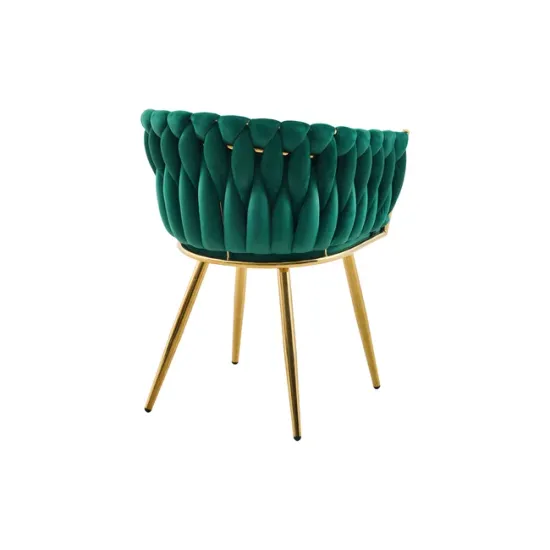 Set 2 Scaune tapitate Chic, culoare verde cu picioare aurii picture - 5
