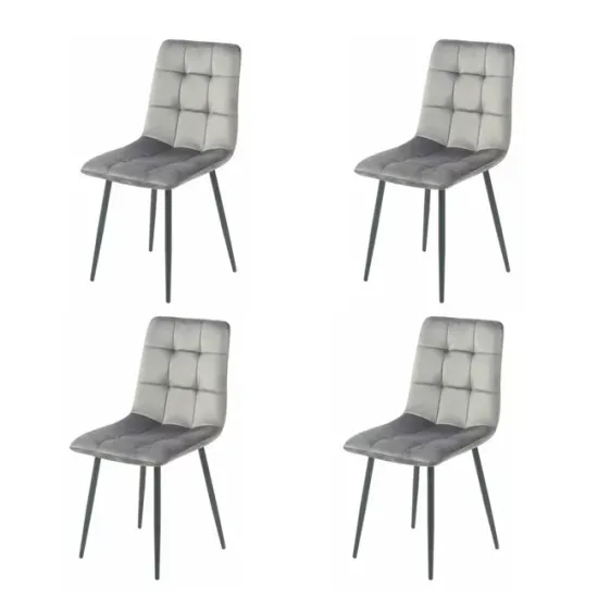 Set 4 scaune tapițate Velvet, structură metalică, stofă catifelată, material rezistent picture - 2