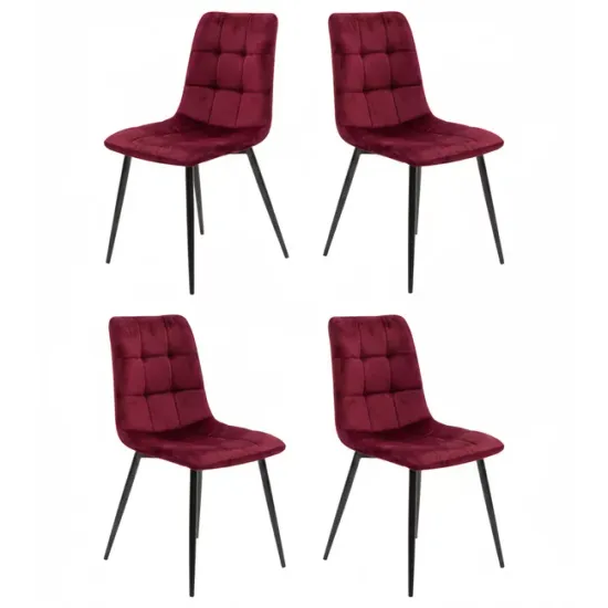 Set 4 scaune tapițate Velvet, structură metalică, stofă catifelată, material rezistent picture - 4