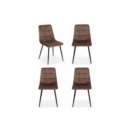 Set 4 scaune tapițate Velvet, structură metalică, stofă catifelată, material rezistent picture - 9