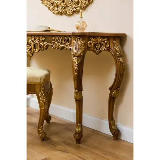 Set de toaletă Vicky, design elegant cu oglindă și sertare, lemn masiv și MDF, 130x42x79 cm, culoare personalizabilă picture - 4