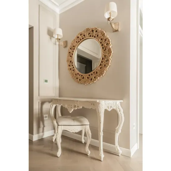 Set de toaletă Vicky, design elegant cu oglindă și sertare, lemn masiv și MDF, 130x42x79 cm, culoare personalizabilă picture - 8