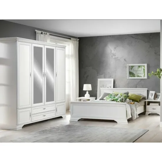 Dormitor Idento, Set Mobilier Clasic, PAL și MDF, 160x200 cm, Alb Alpin picture - 3