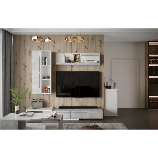 Set Living Calvados Design Modern, PAL Laminat, 210x38x200 cm, Stejar Natur picture - 2