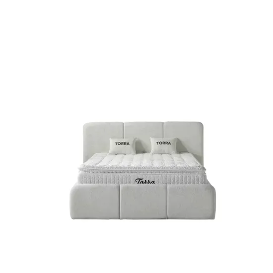 Set pat + Saltea Gratis tapițat Torra 160x200 cm crem cu somieră rabatabilă si  ladă depozitare picture - 2