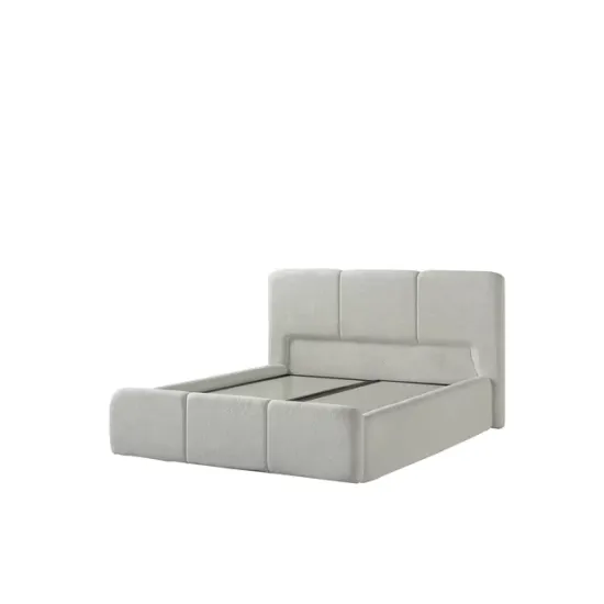 Set pat + Saltea Gratis tapițat Torra 160x200 cm crem cu somieră rabatabilă si  ladă depozitare picture - 4