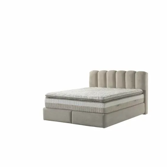 Set pat +Saltea Gratis tapițat Orla 180x200 cm crem Odesa 20 cu somieră rabatabilă, ladă depozitare picture - 2