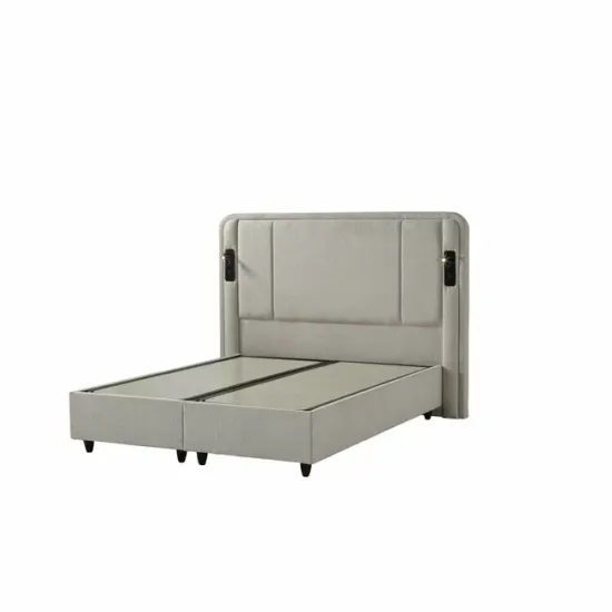 Set pat+ Saltea Gratis  tapițat Nevara 160x200 cm crem cu somieră rabatabilă si ladă depozitare picture - 5