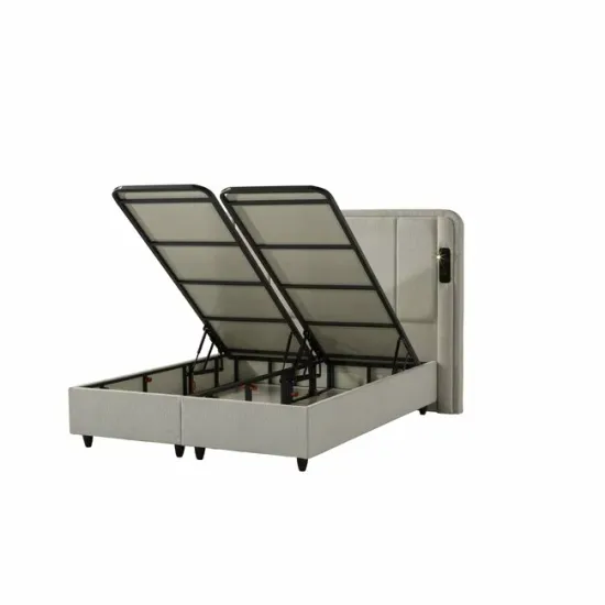 Set pat+ Saltea Gratis  tapițat Nevara 180x200 cm crem cu somieră rabatabilă si ladă depozitare picture - 4