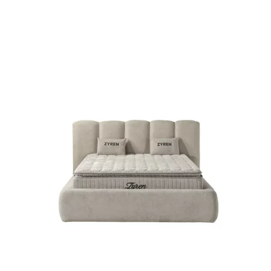Set pat+ Saltea Gratis  tapițat Zyren 160x200 cm crem cu somieră rabatabilă, ladă depozitare picture - 2