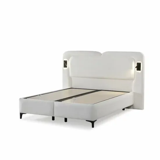 Set pat+Saltea Gratis tapițat Orina 180x200 cm crem Erato 01 cu somieră rabatabilă si  ladă depozitare picture - 4