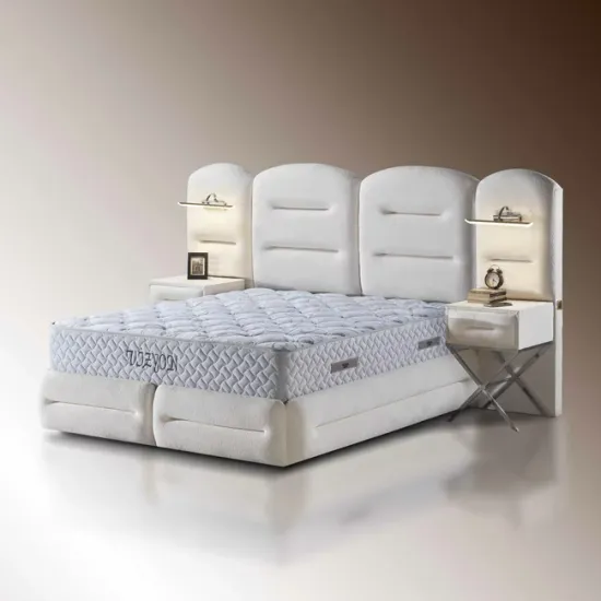 Set pat+Saltea Gratis tapițat Vizyon XXL  160x200 cm crem cu somieră rabatabilă, ladă depozitare picture - 2