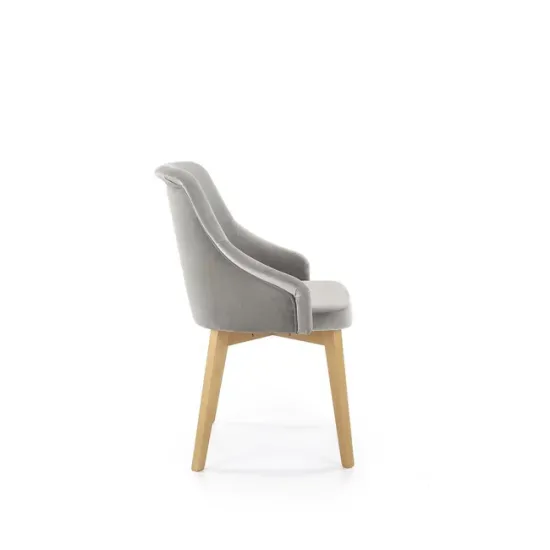 Scaun Toledo 2, design modern, stofă + cadru metalic, 51x55x82 cm, gri / stejar picture - 3