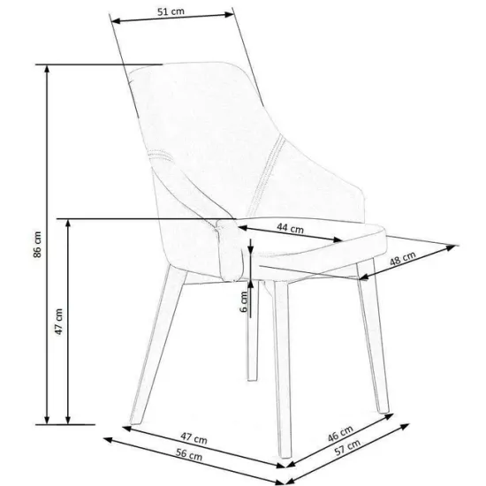 Scaun Toledo 2, design modern, stofă + cadru metalic, 51x55x82 cm, gri / stejar picture - 5