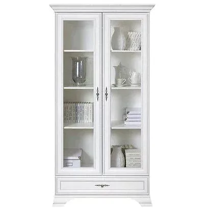 Vitrină Idento REG2W1S, cu sticlă securizată, 2 uși și 1 sertar, MDF și PAL laminat, 99.5x43.5x210 cm, alb alpin