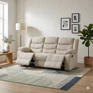 Canapea recliner Relax 3 locuri, tapițată catifea, suport picioare, 205x88x105 cm, design ergonomic