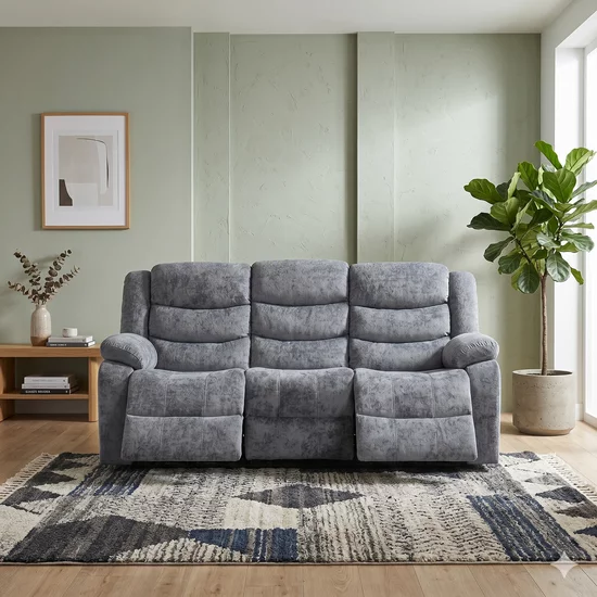 Canapea recliner Relax 3 locuri, tapițată catifea, suport picioare, 205x88x105 cm, design ergonomic picture - 2