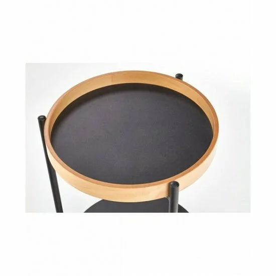 Măsuță cafea Rolo rotundă, design elegant, PAL melaminat și metal, 44x55 cm, stejar/negru picture - 3