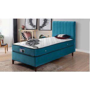 Saltea ortopedică Calia, arcuri individuale, spumă de înaltă densitate, țesătură tricotată, ventilație optimă, 100x200 cm, albastră