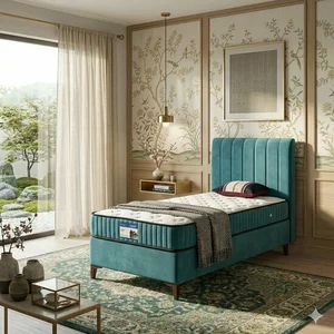 Saltea ortopedică Carla, arcuri individuale, spumă de înaltă densitate, țesătură tricotată, ventilație optimă, 100x200 cm, albastră