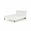 Pat Samara, stil elegant, piele ecologică și lemn masiv, 160x200 cm, alb picture - 4
